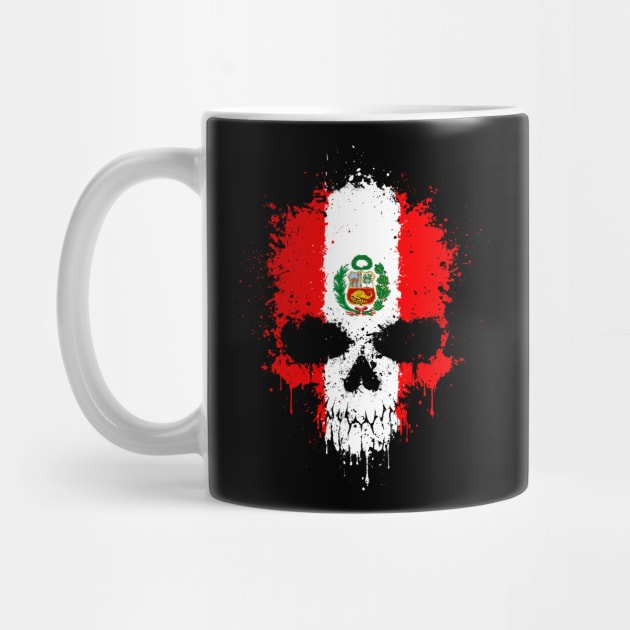 Chaotic Peruvian Flag Splatter Skull by jeffbartels